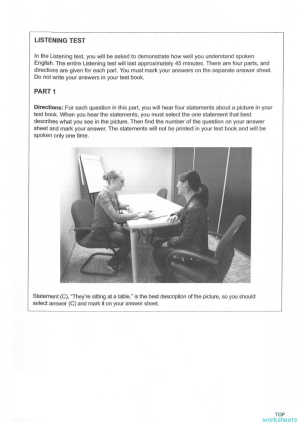 07.10 - Toeic - LC practice 4 - Part 1&2. Bài tập tương tác | TopWorksheets
