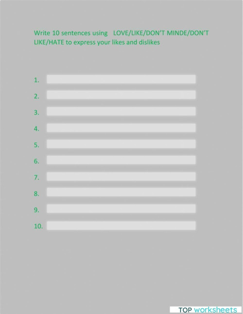 Likes and dislikes. Interactive worksheet | TopWorksheets