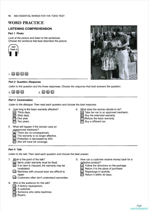 600 essential words for toeic lesson 3 test interactive worksheet