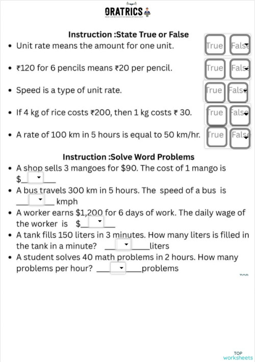 Grade 6 135. Interactive worksheet | TopWorksheets