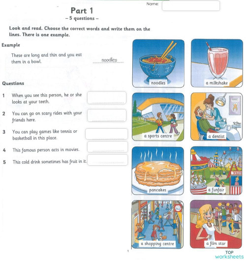 Movers reading writing test movers 3 test 2 interactive worksheet 