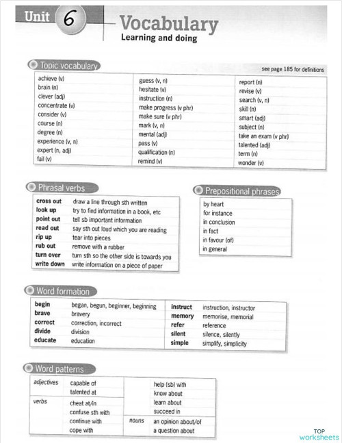 UNIT 6 VOCAB LEARNING. Interactive worksheet | TopWorksheets