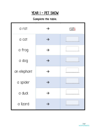 supermind year 1 pet show plural interactive worksheet topworksheets