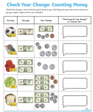 money interactive worksheets and online exercises