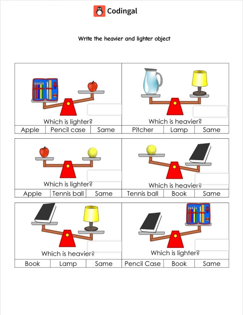 M_G02M14L64_WC02_Write the heavier and lighter object. Interactive ...