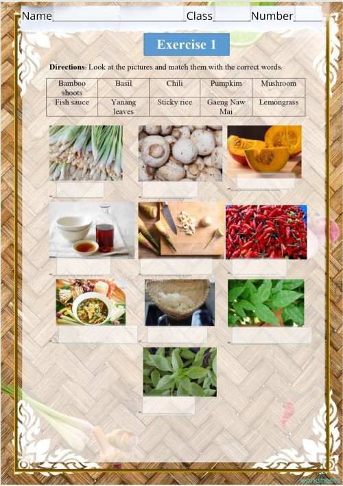 Gaeng Naw Mai (Bamboo Shoot Curry). Interactive worksheet | TopWorksheets