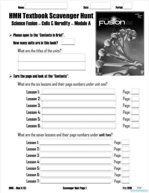 1/4 Cells & Heredity Textbook Scavenger Hunt. Interactive worksheet