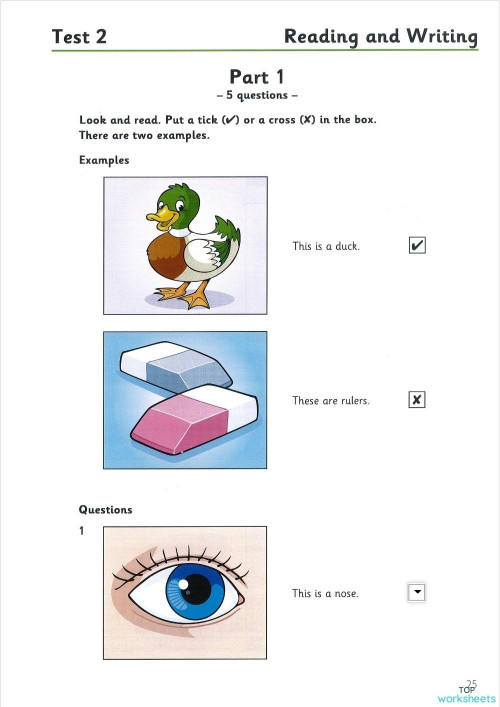 Starters - APT4 - Test 2 - Reading and Writing. Interactive worksheet ...