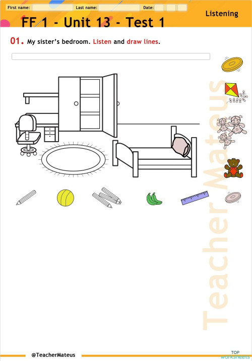 FF 1 - Unit 13 - Test 1 - Listening. Interactive worksheet | TopWorksheets