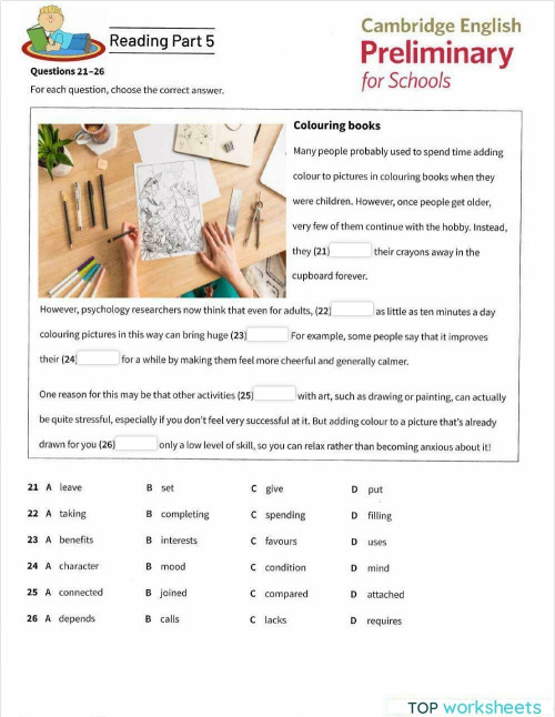 PET 2020 Reading parts 5 & 6. Interactive worksheet TopWorksheets