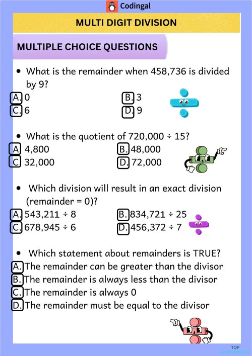 M_G05M03L05_WA03_Division of Multi-Digit Numbers. Interactive worksheet ...