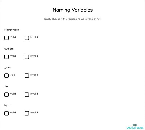 Programming: interactive worksheets and online exercises | TopWorksheets
