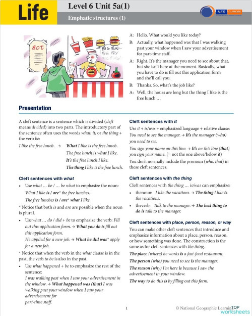 Life 6 Unit 5a(1). Interactive worksheet | TopWorksheets