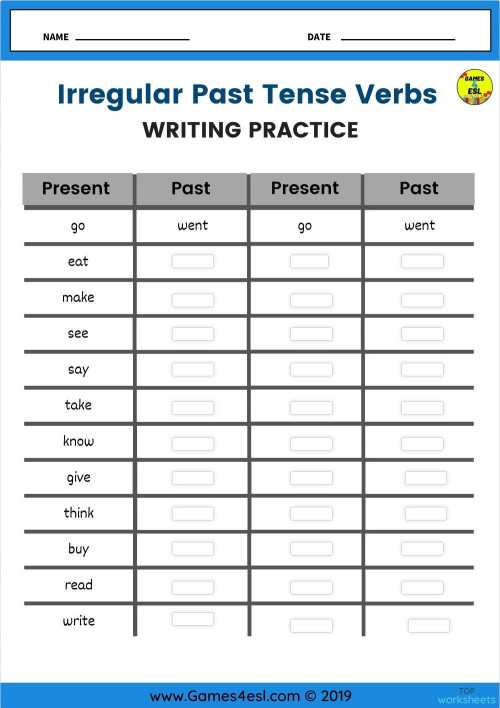 Past-Tense-Worksheet-Irregular-Verbs-Writing-Practice. Interactive ...