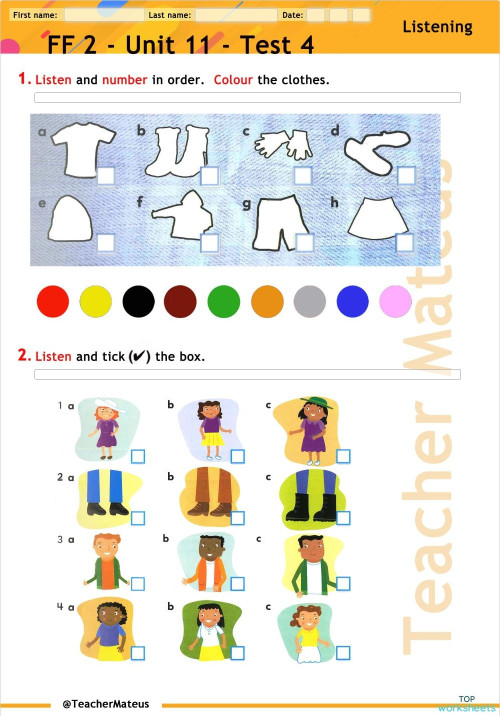 FF 2 - Unit 11 - Test 4 - Listening - TM0349. Interactive worksheet ...