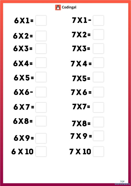 M_G01M11L40_WC02_Multiplication_Tables_6_to_10_2. Interactive worksheet ...