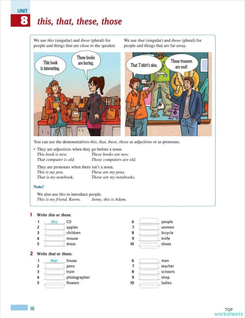 Grammar - This that these those. Interactive worksheet | TopWorksheets