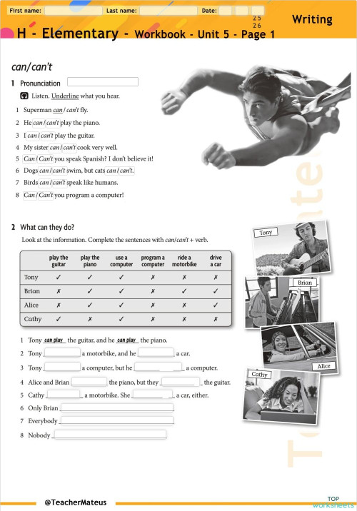 2 - Elementary - Workbook - Unit 5 - Page 1 - Writing. Interactive ...