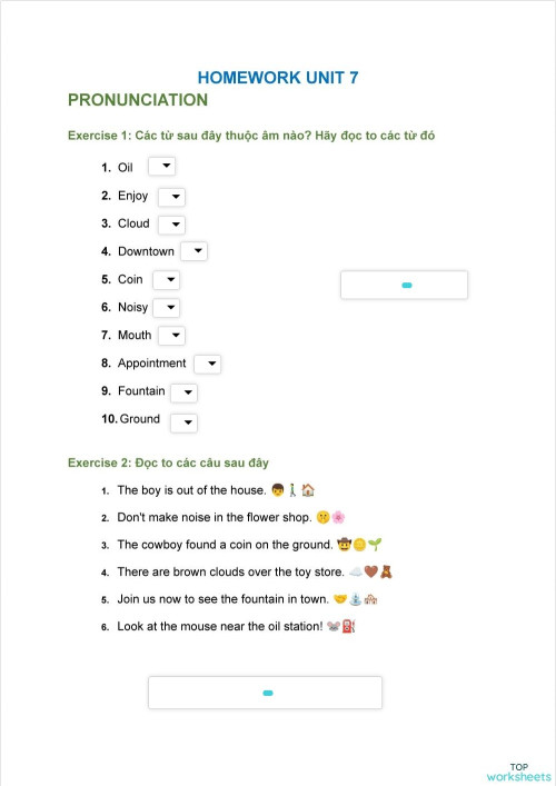 HOMEWORK UNIT 7. Interactive worksheet | TopWorksheets