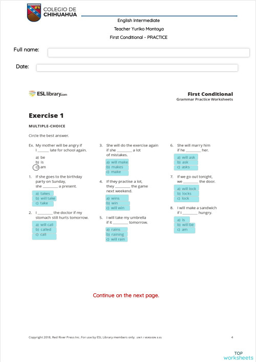 First Conditional - PRACTICE. Interactive worksheet | TopWorksheets