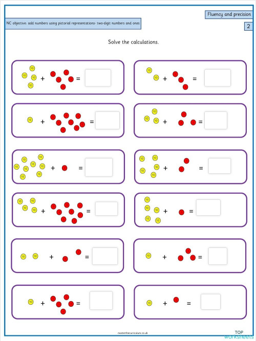 Addition using grid. Interactive worksheet | TopWorksheets