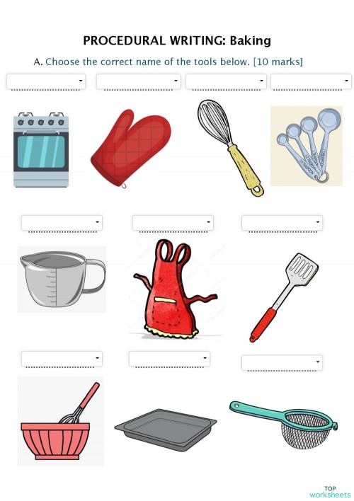 Procedural Writing Baking. Interactive worksheet TopWorksheets