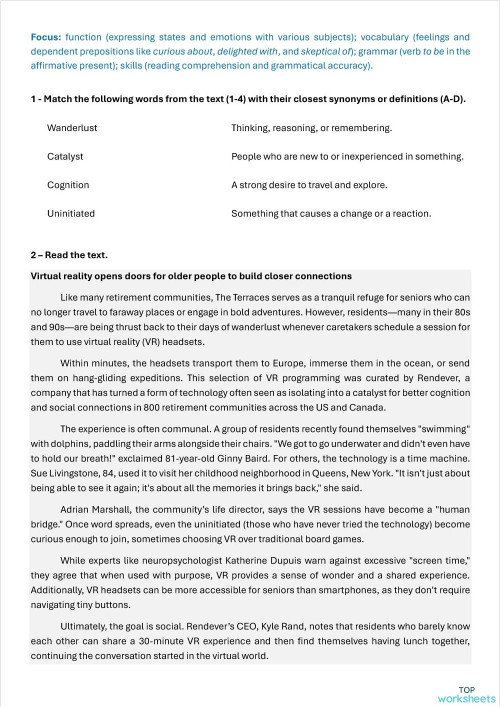 Virtual reality opens doors for older people to build closer ...