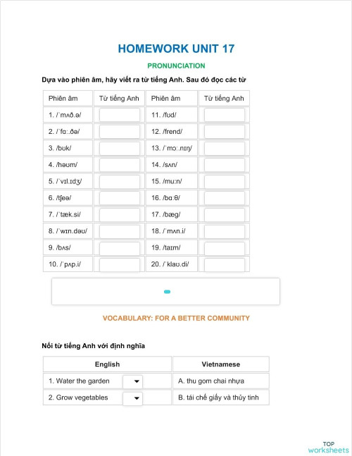 HOMEWORK UNIT 17. Interactive worksheet | TopWorksheets