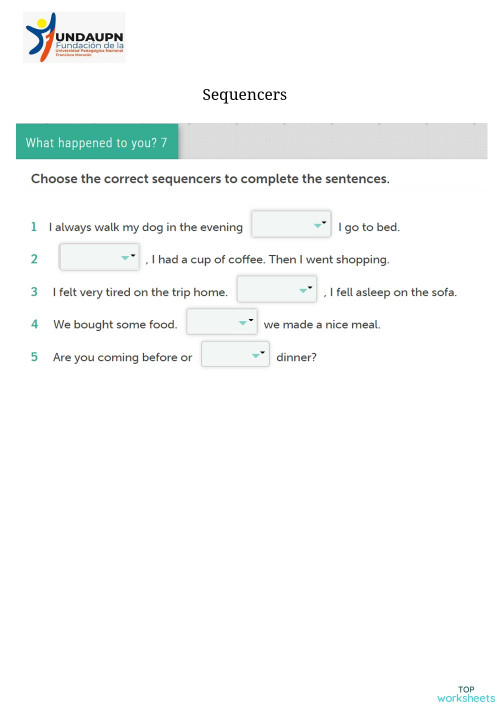 Sequencers exercises. Interactive worksheet TopWorksheets