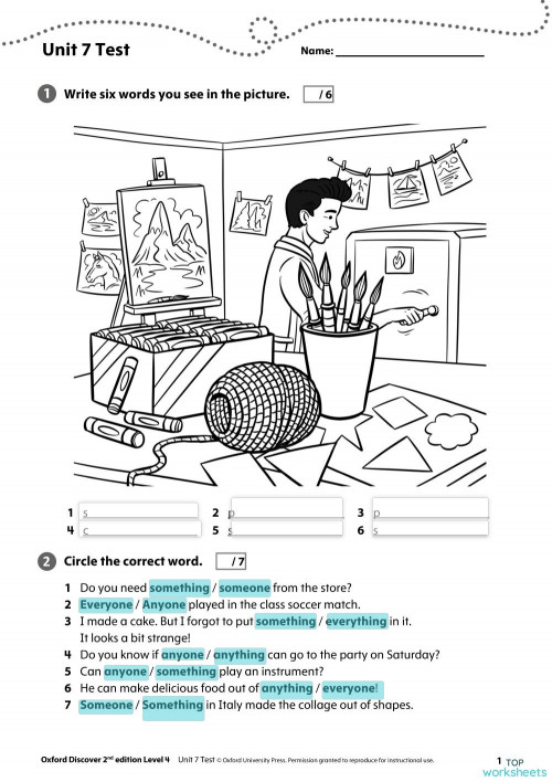 Unit 7 Test. Interactive worksheet TopWorksheets