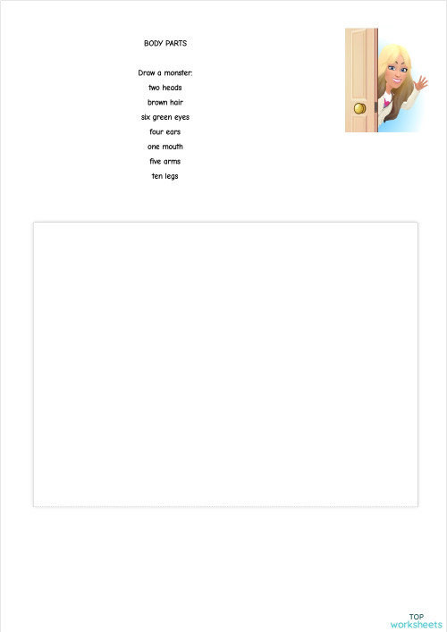 Body parts - draw a monster. Interactive worksheet | TopWorksheets