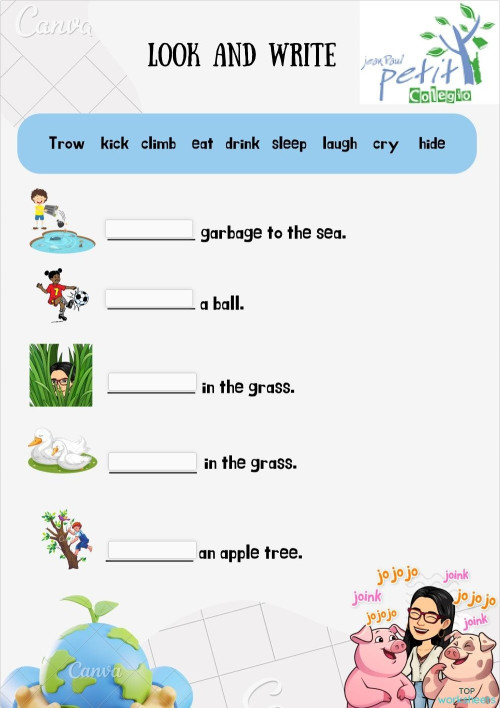 vocabulary actions. Interactive worksheet | TopWorksheets
