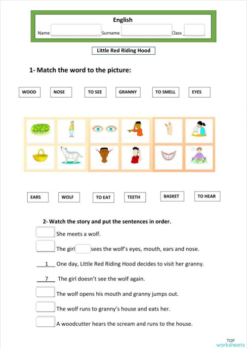 Little Red Riding Hood. Interactive worksheet | TopWorksheets