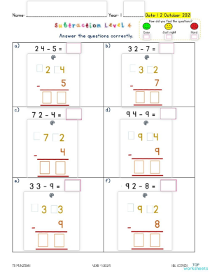 subtraction level 4 with regrouping interactive worksheet topworksheets