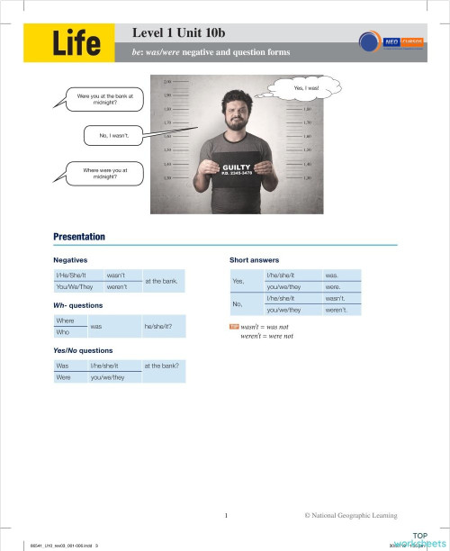 Neo Cursos Life 1 Unit 10b. Interactive worksheet | TopWorksheets