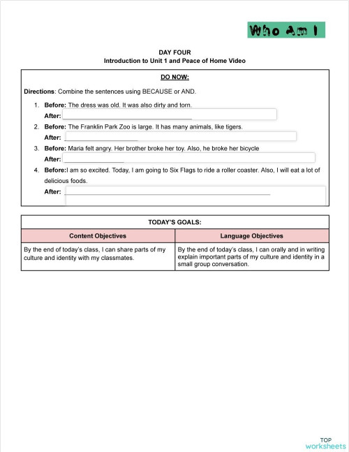 ESL 2 Unit 1 Day 4. Interactive worksheet | TopWorksheets