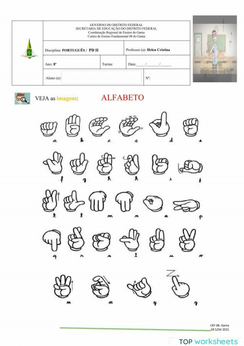 Alfabeto em Libras. Ficha interativa | TopWorksheets