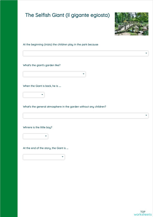 The Selfish Giant (il gigante egoista). Interactive worksheet ...