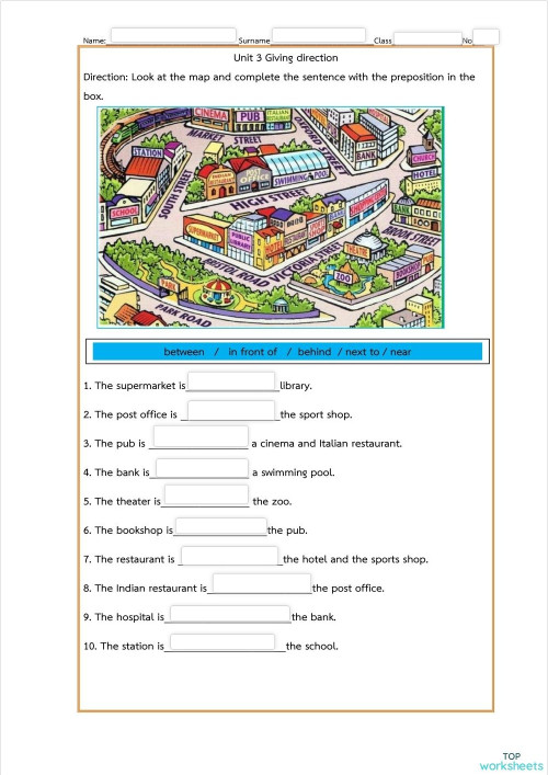 Direction & map unit 3. Interactive worksheet | TopWorksheets