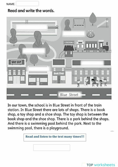 In our Town. Interactive worksheet | TopWorksheets
