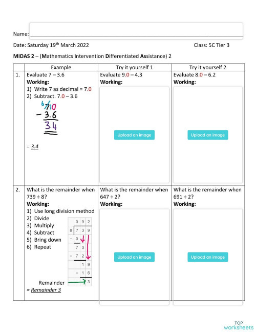 MIDAS Y5 19.3 T3. Interactive worksheet | TopWorksheets