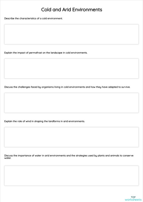 Cold and Arid Environments. Interactive worksheet | TopWorksheets