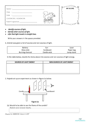 Year 5 Revision Light PT 1. Interactive worksheet | TopWorksheets