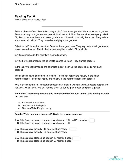 Module 6 Reading A1. Interactive worksheet | TopWorksheets