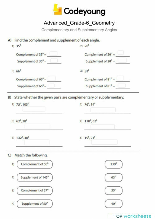 Complementary And Supplementary Angles Advanced Interactive Worksheet complementary-and-supplementary-angles-advanced-interactive-worksheet
