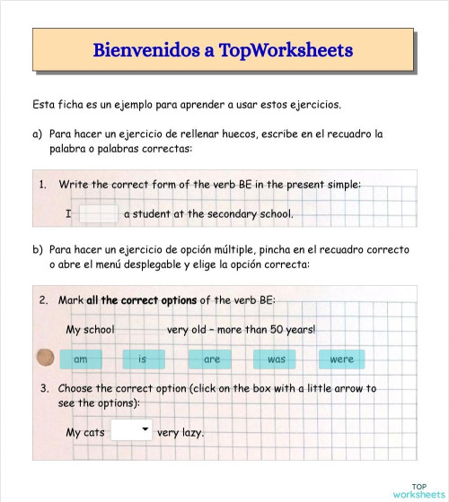 Inglés fichas interactivas y ejercicios online TopWorksheets