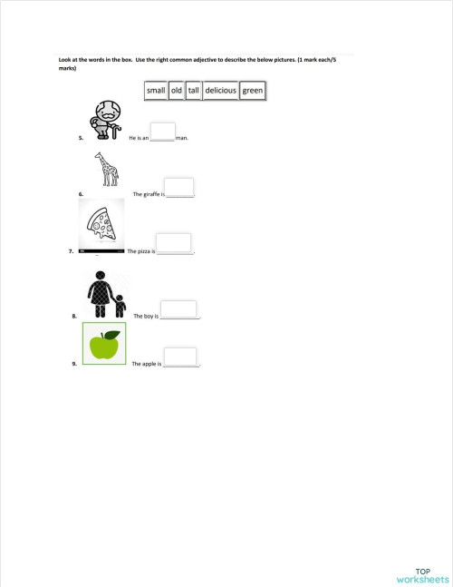 Adjectives Interactive Worksheet Topworksheets