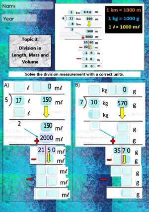 Yr4: Division in Length, Mass & Volume. Interactive worksheet ...