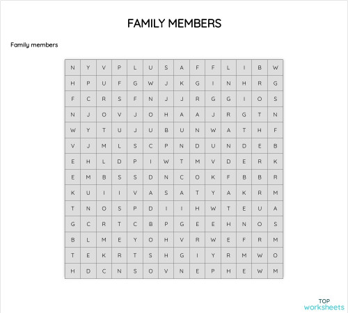 FAMILY MEMBERS Interactive Worksheet TopWorksheets family-members-interactive-worksheet-topworksheets