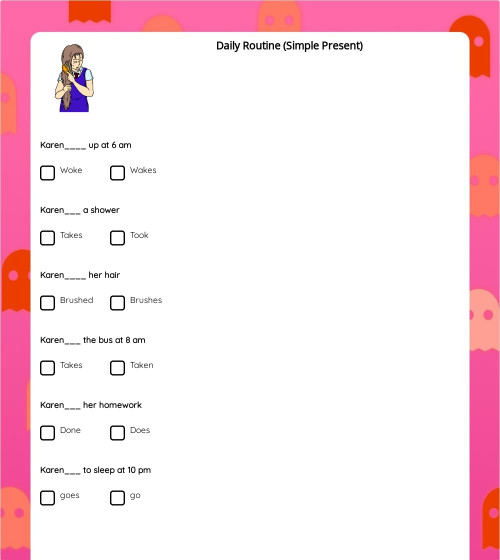 Daily Routine (Simple Present). Interactive worksheet | TopWorksheets